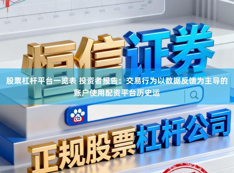 股票杠杆平台一览表 投资者报告：交易行为以数据反馈为主导的账户使用配资平台历史运